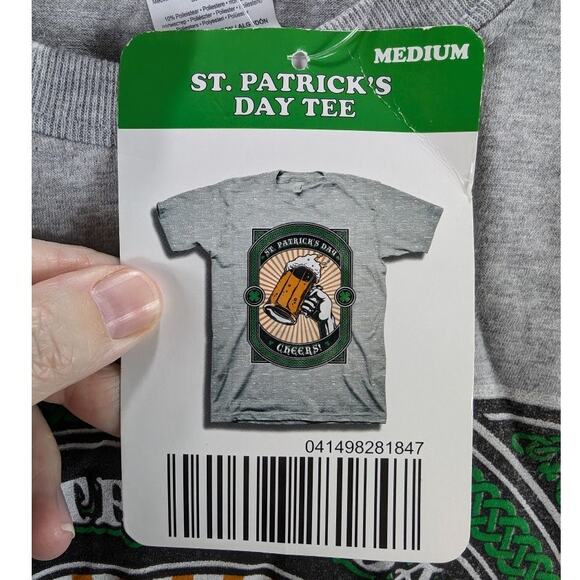 St Patricks Day Shirt Mens Medium Gray Green Beer Cheers Party Irish Shamrock - Picture 6 of 10